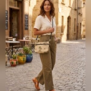 VINTAGE DANNY K of BEVERLEY HILLS Palm Tree Tapestry Purse